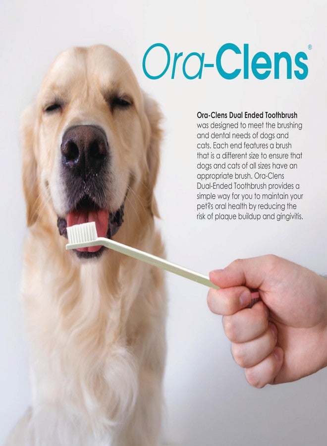 Ora-Clens Dual Ended Toothbrush- Ergonomic Angled Design, Long Flexible Neck, Lightweight, Comfortable, Helps Control Tartar, Plaque & Bad Breath for Dogs and Cats. - Image 2